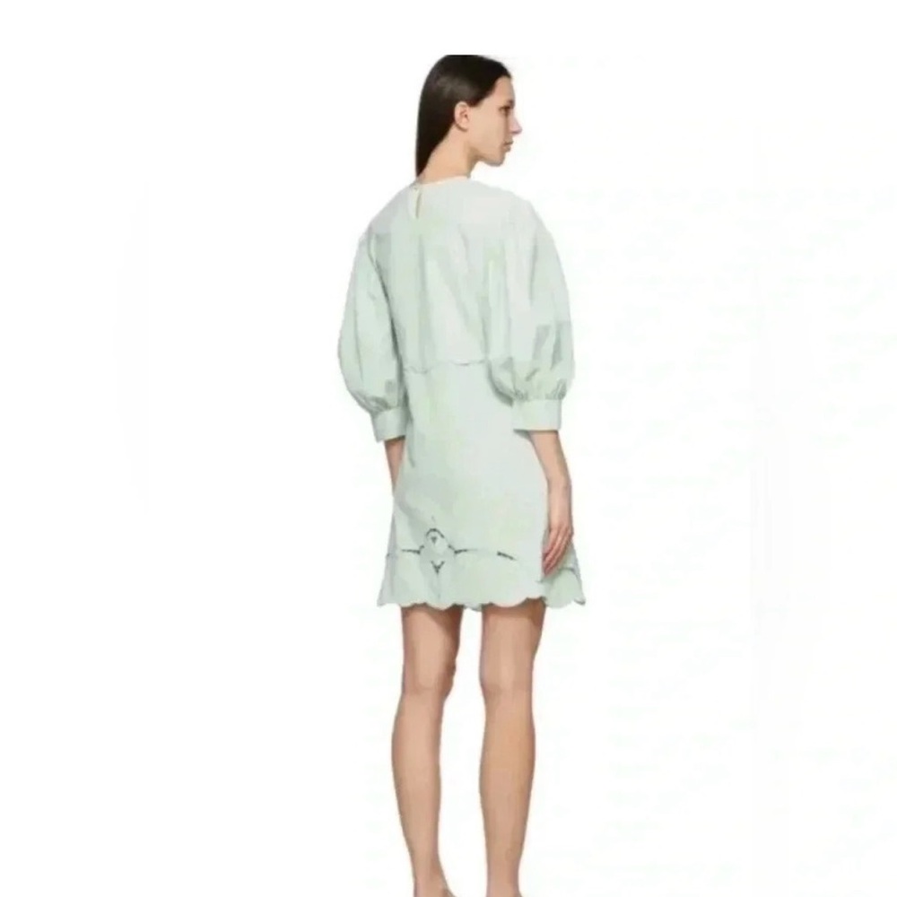 Elegant See by Chloe Mint Puff Sleeve Embroidered Mini Dress (Size 10) - Picture 3 of 13
